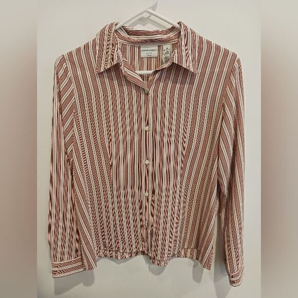 3 for $26 - COVINGTON Striped Button Up Woman's Blouse - Picture 1 of 7